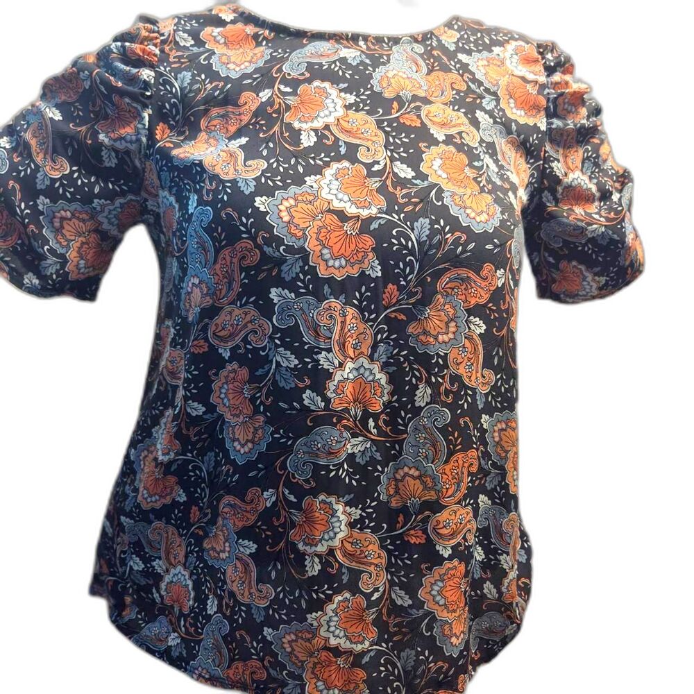Ann Taylor floral and paisley puff-sleeve top